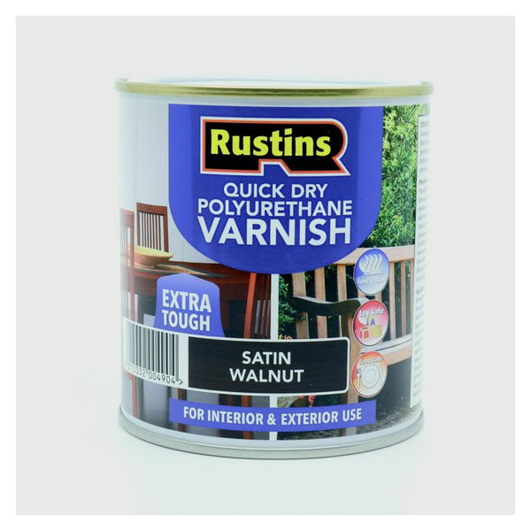 Rustins Polyurethane Satin Varnish 500ml in Walnut