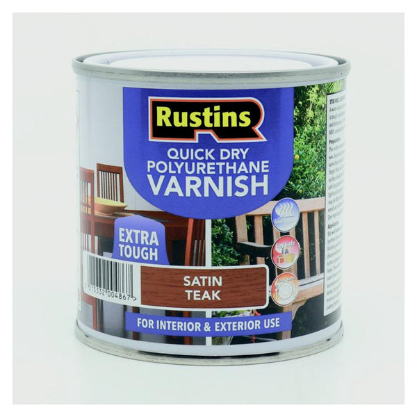 Rustins Polyurethane Satin Varnish Teak 250ml