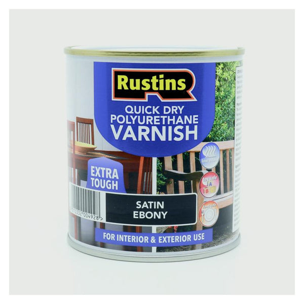 Rustins Quick Dry Poly Varnish Satin Ebony 500ml