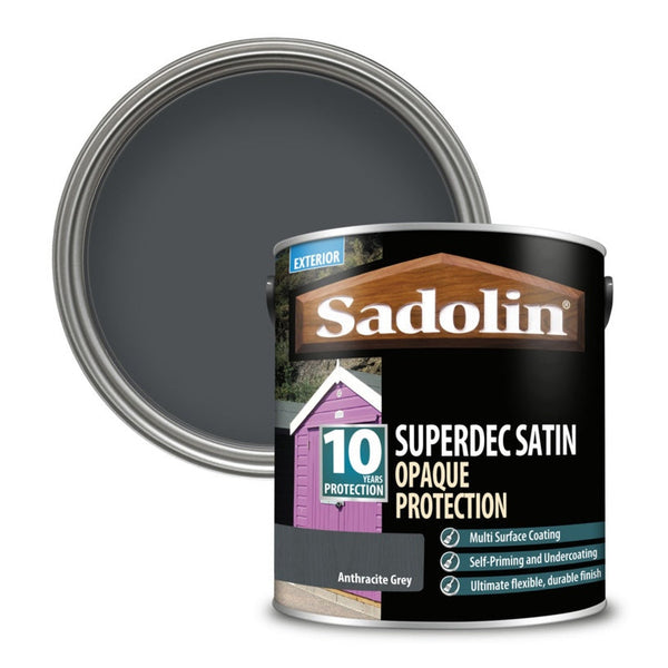 Sadolin Superdec Satin 2.5L tin in Anthracite Grey
