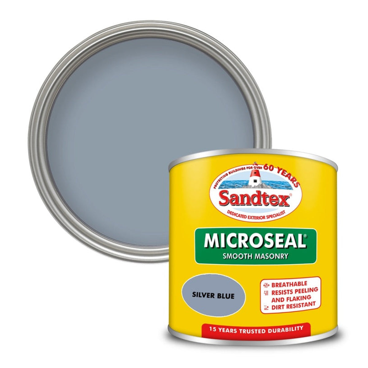 Sandtex smooth masonry paint 150ml tester Silver Blue