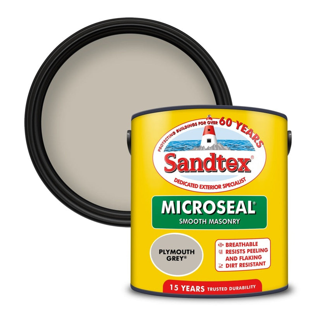 Sandtex Smooth Masonry Paint 2.5L tin in Plymouth Grey