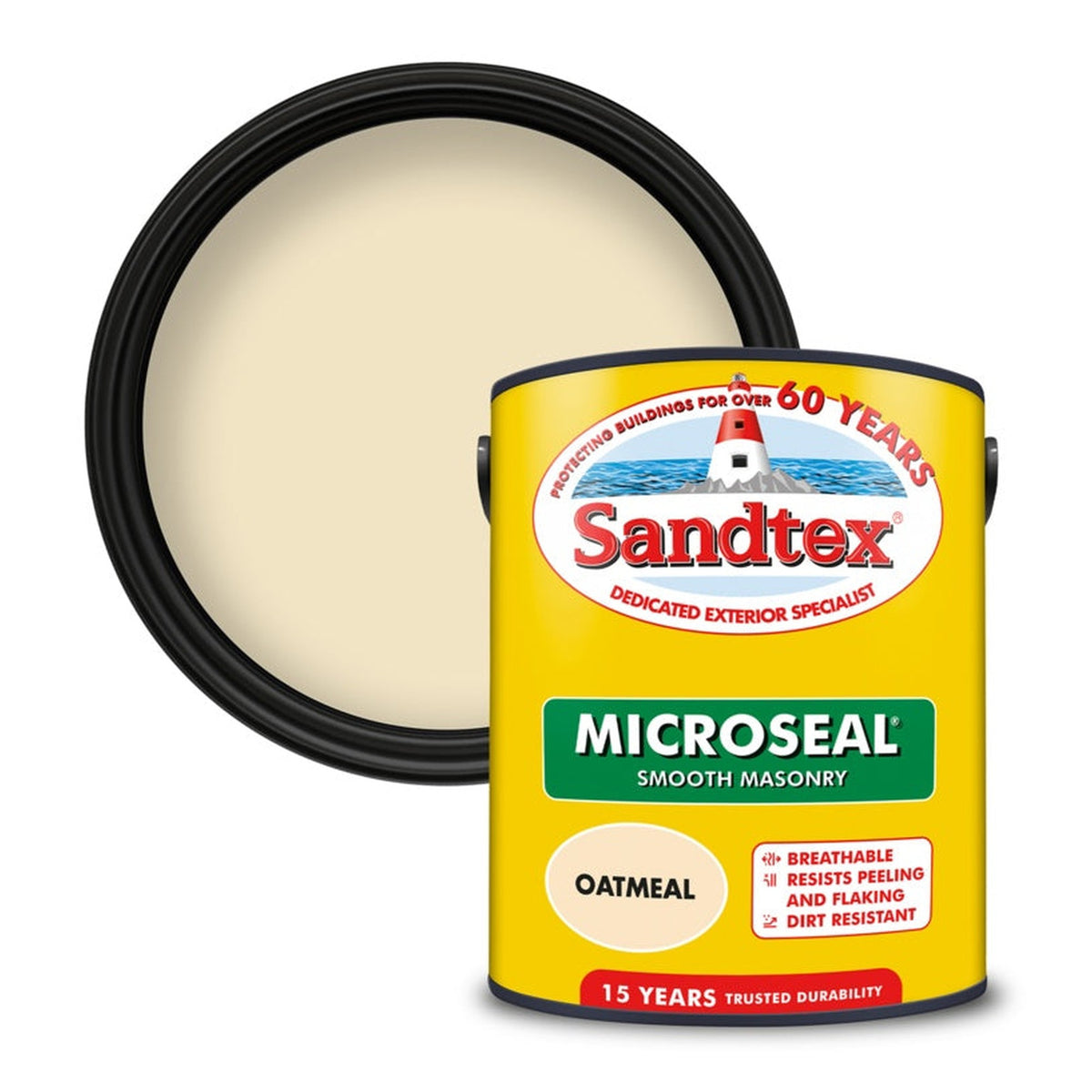 Sandtex Smooth Masonry Paint 5L tin in Oatmeal