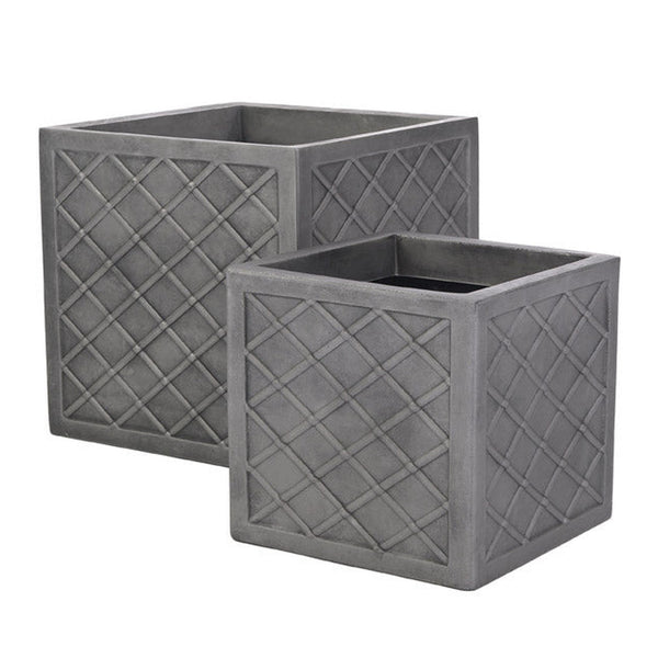 Sankey Lazio 38cm square planter in pewter