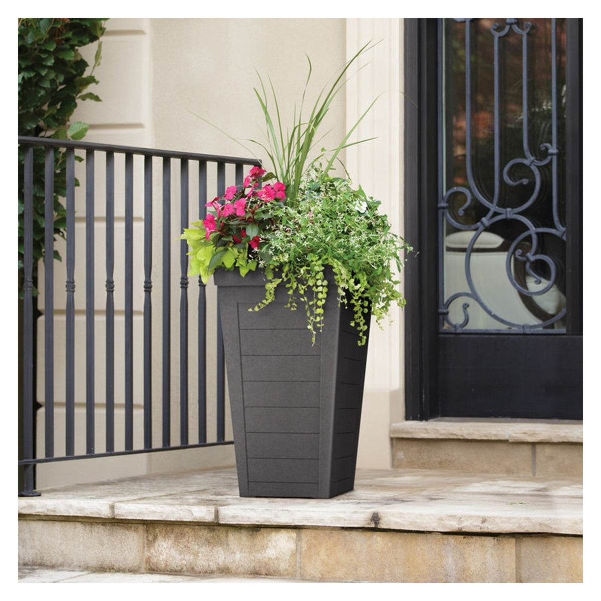 Savana Slats Slate Planter - 37 x 37 x 36cm, view 2