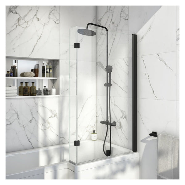 Scudo black L shaped bath screen
