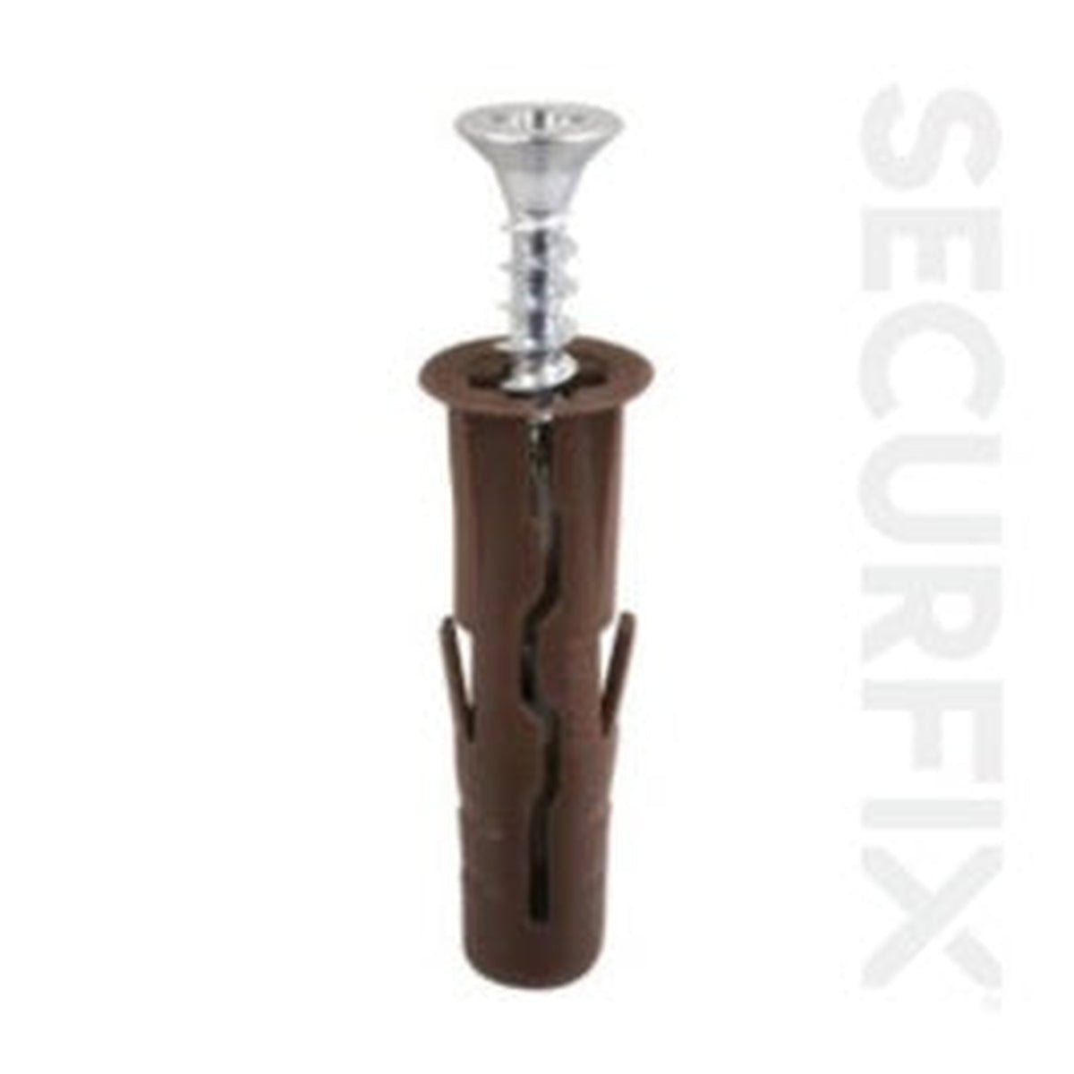Pack of twenty Securfix heavy duty brown wall plugs with screws