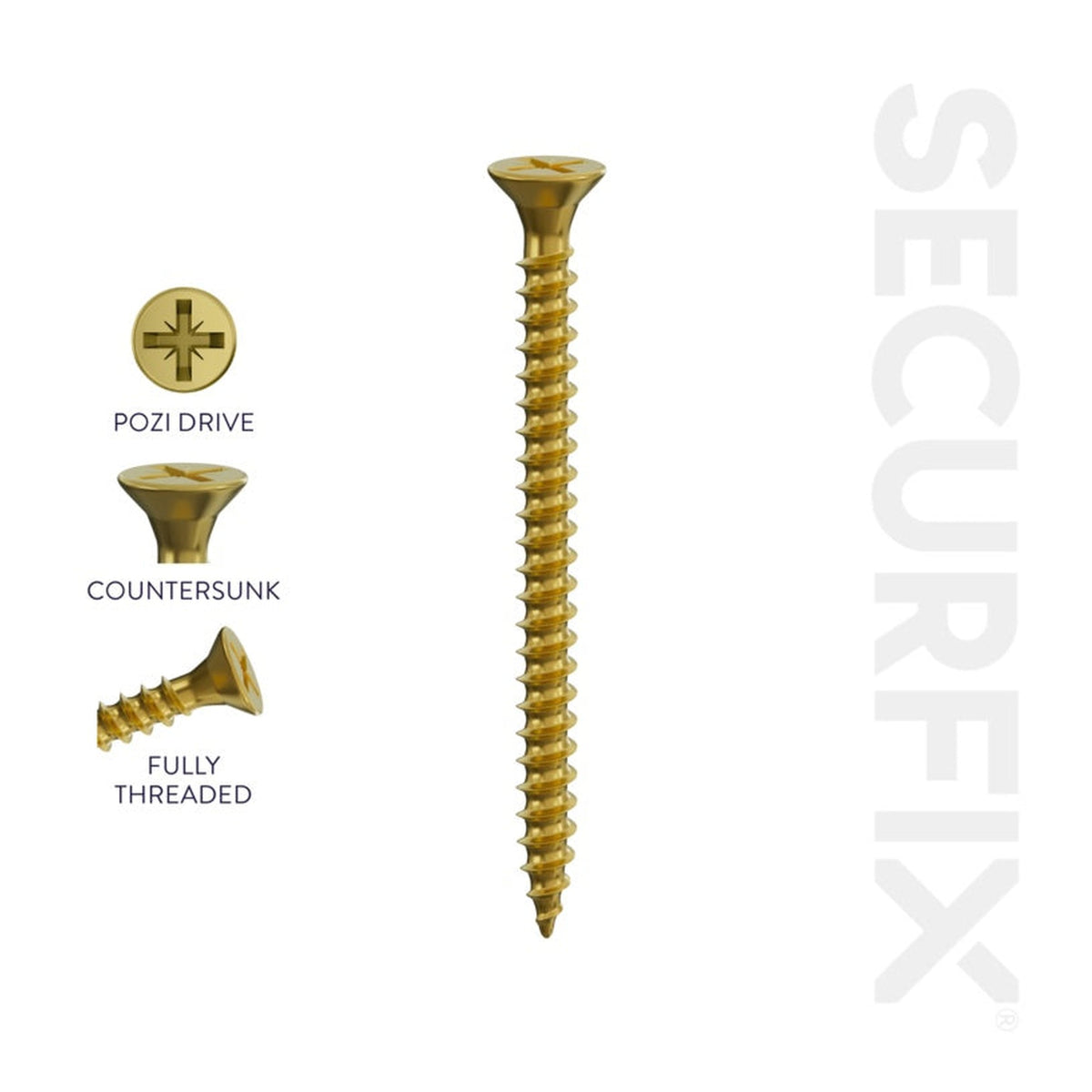 Pack of 100 Securfix 5.0 x 80mm multi-purpose screws