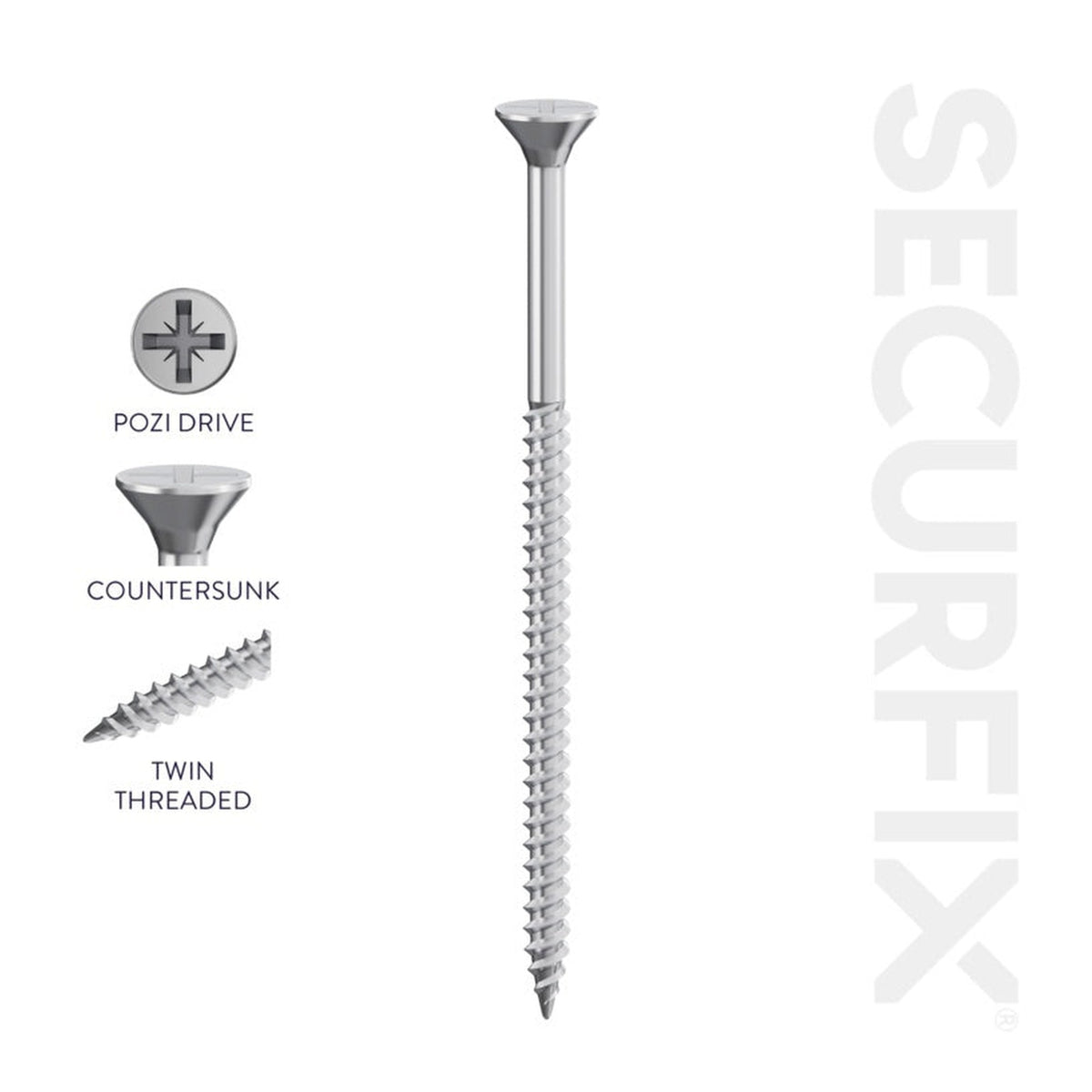 Box of 200 Securfix 7 x 1 1/2 inch twin thread screws