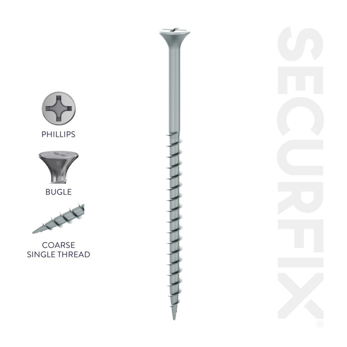 Pack of 1000 Securfix zinc plated 3.5 x 32mm drywall screws