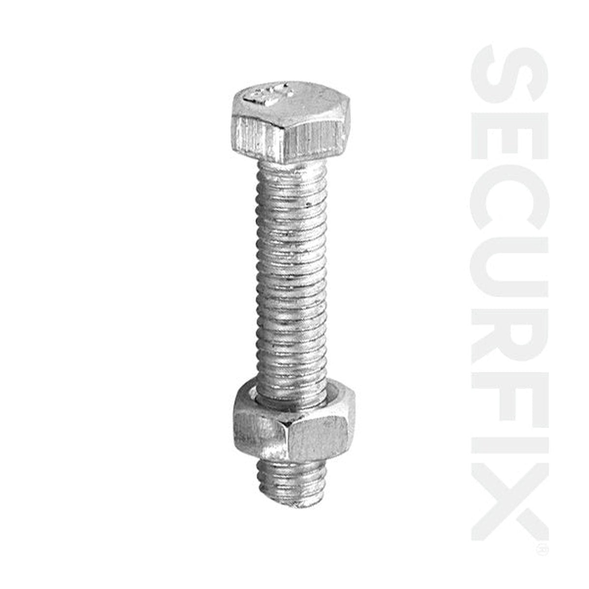 Securfix M6 x 40mm zinc plated hex bolts, 25 pack
