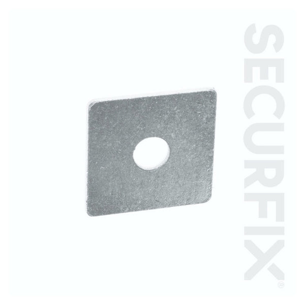 Securfix 50 x 50mm zinc plated square washers, 10 pack