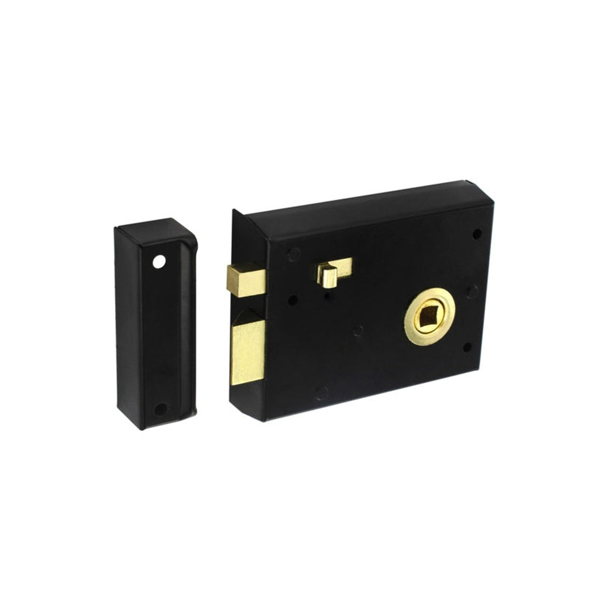 Securit black rim latch with snib 100mm