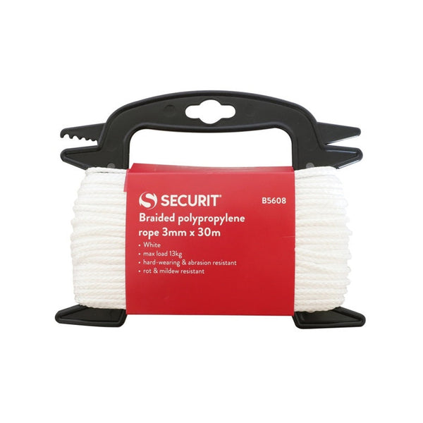Securit 3mm white braided polypropylene rope 30m