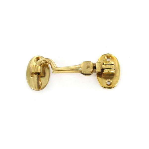 Securit 150mm polished brass cabin hook, silent type