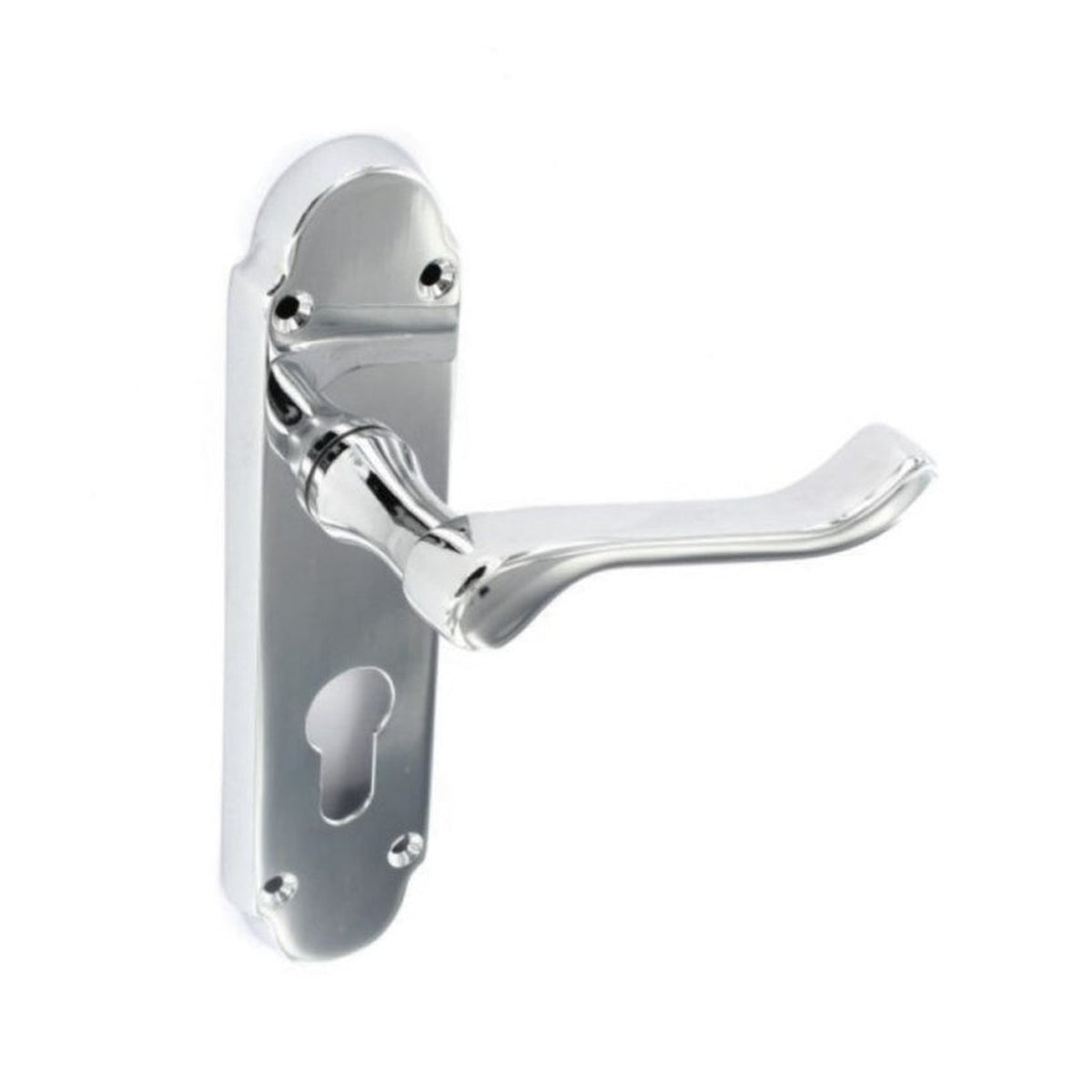 Pair of Securit brushed nickel scroll privacy door handles