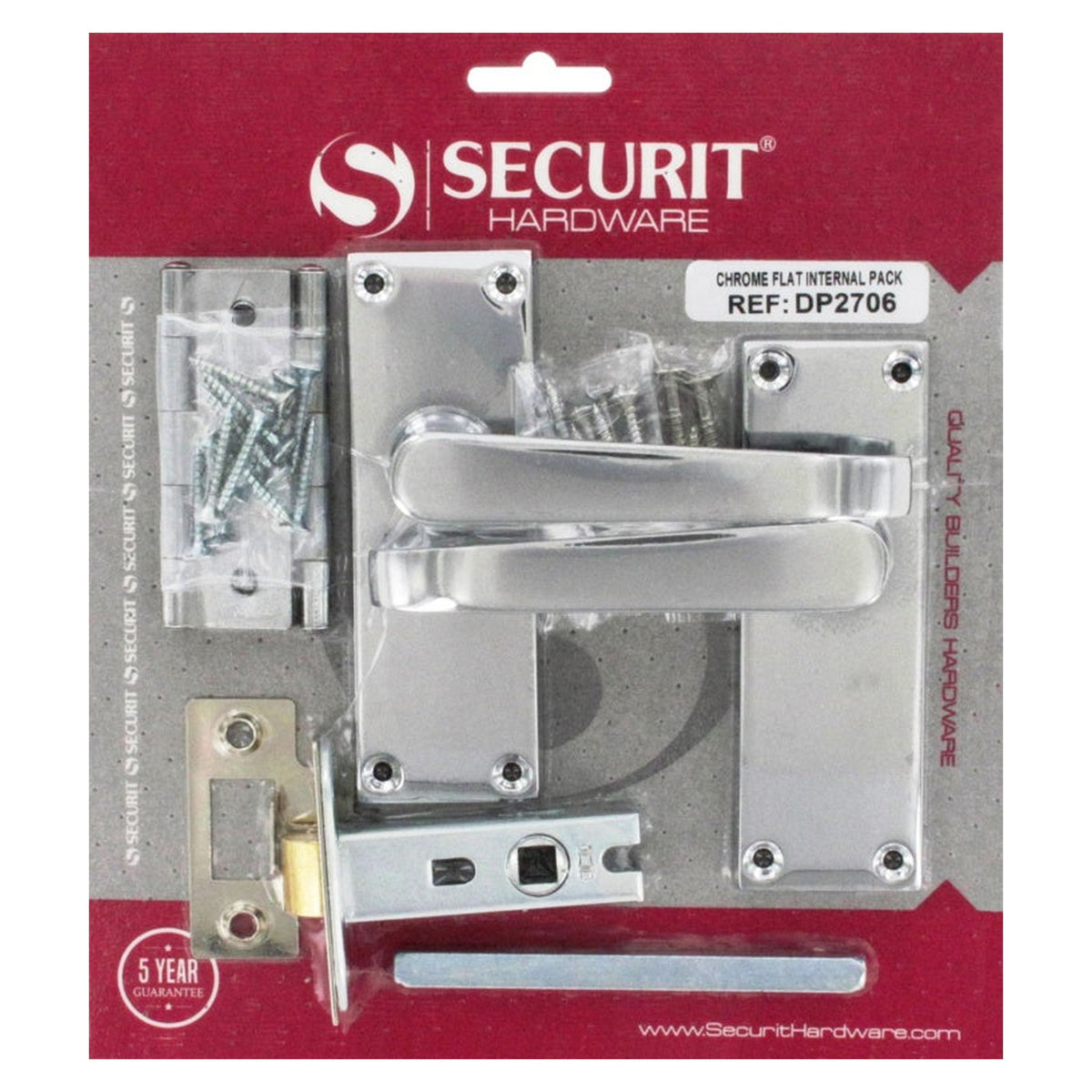 Securit chrome flat internal door handle pack, view 2