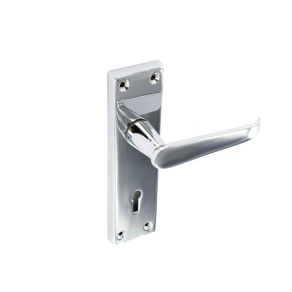 Pair of Securit chrome flat lock door handles 150mm