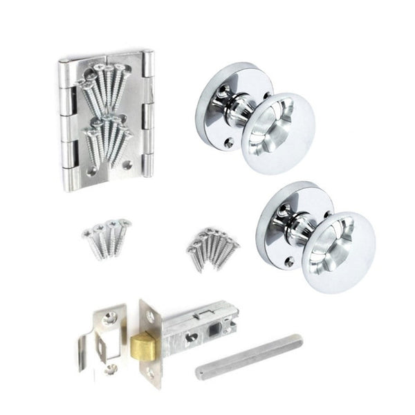 Securit chrome mortice knob pack with latch and hinges