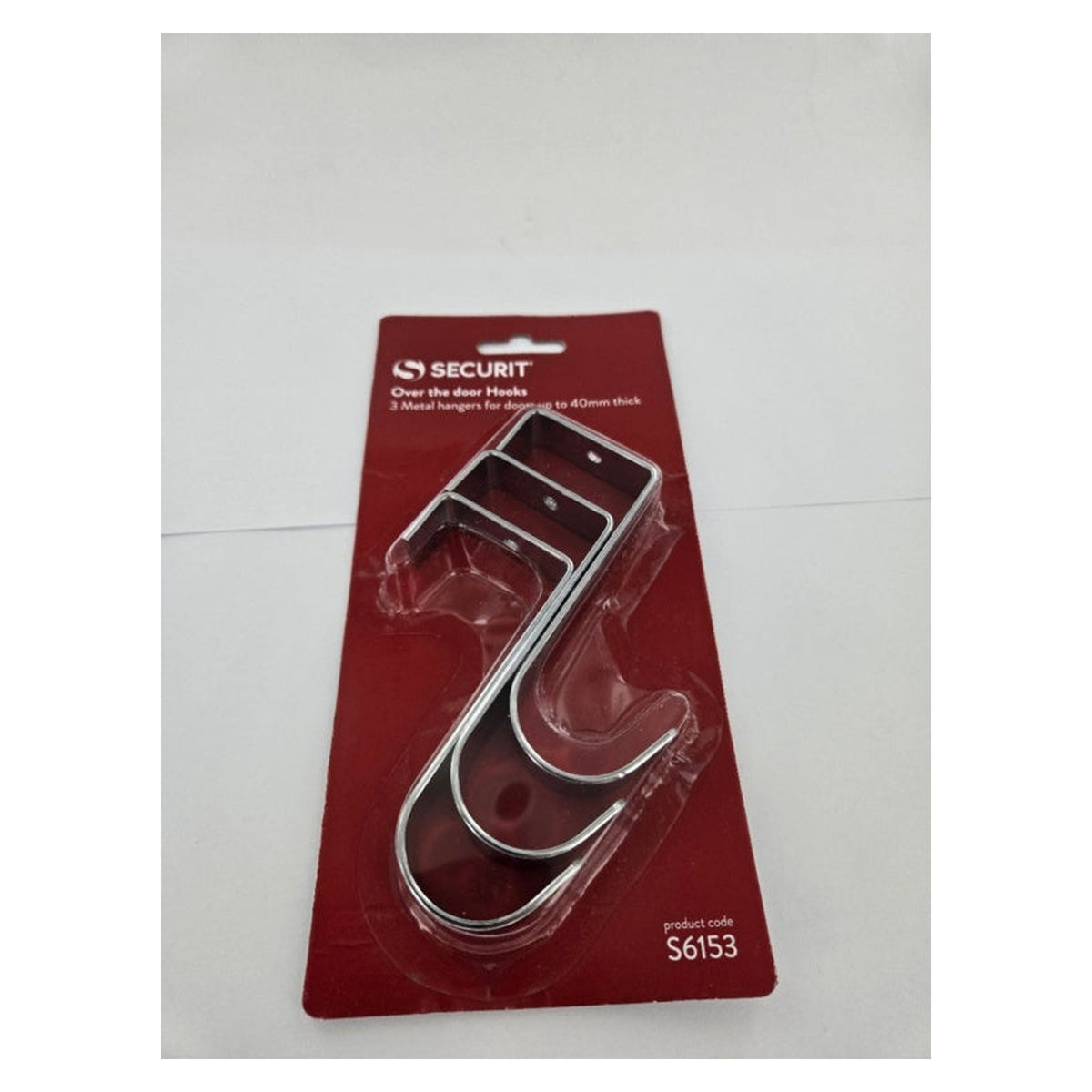 Securit 85mm chrome plated overdoor hooks, pack of 3