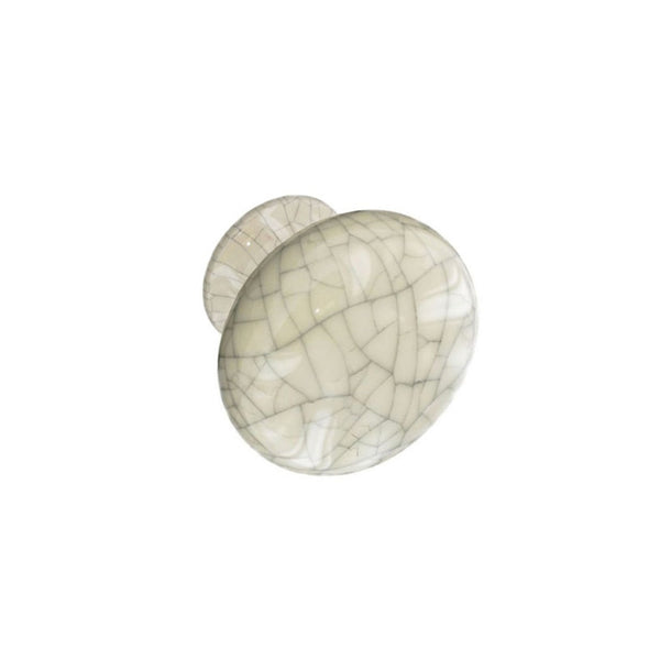 Pair of Securit cracked white ceramic cabinet knobs 35mm