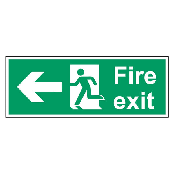 Securit fire exit sign with left arrow, 400 x 150mm
