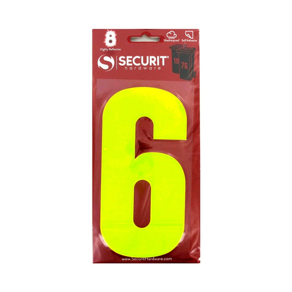 Securit hi-vis self adhesive wheelie bin number 6 160mm