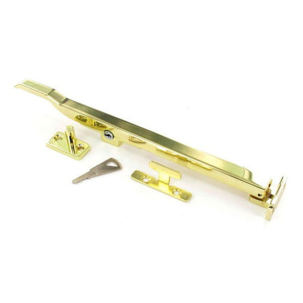 Securit polished brass plated 250mm locking window stay