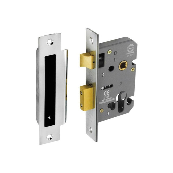 Securit nickel plated euro sash lock 63mm 48mm centres