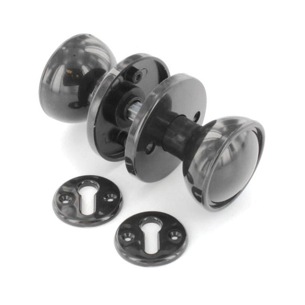 Securit brown plastic mortice knob set, 60mm