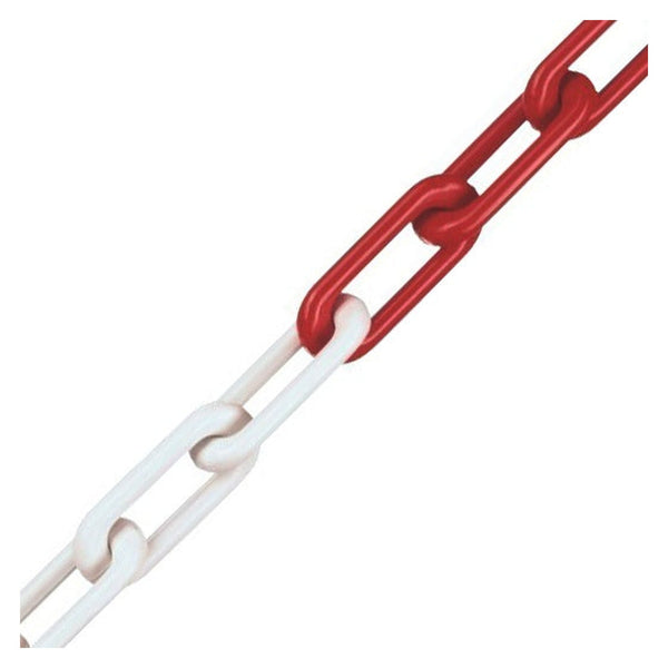 Securit red and white plastic chain, 6mm x 5m