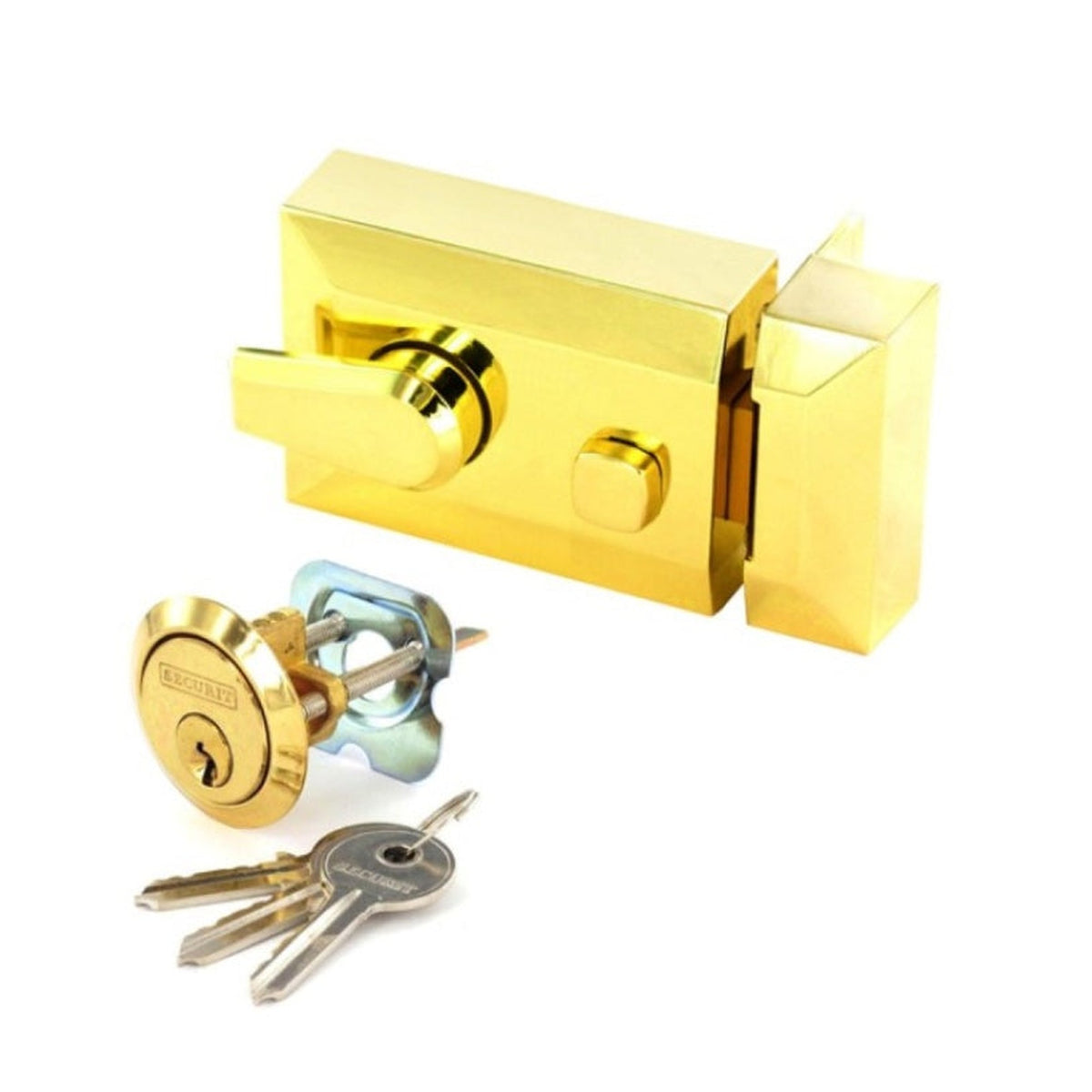 Securit polished brass double locking nightlatch