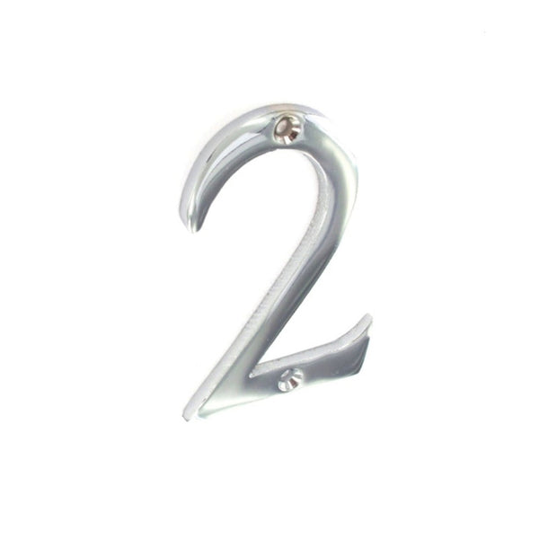 Securit polished chrome numeral 2, 75mm