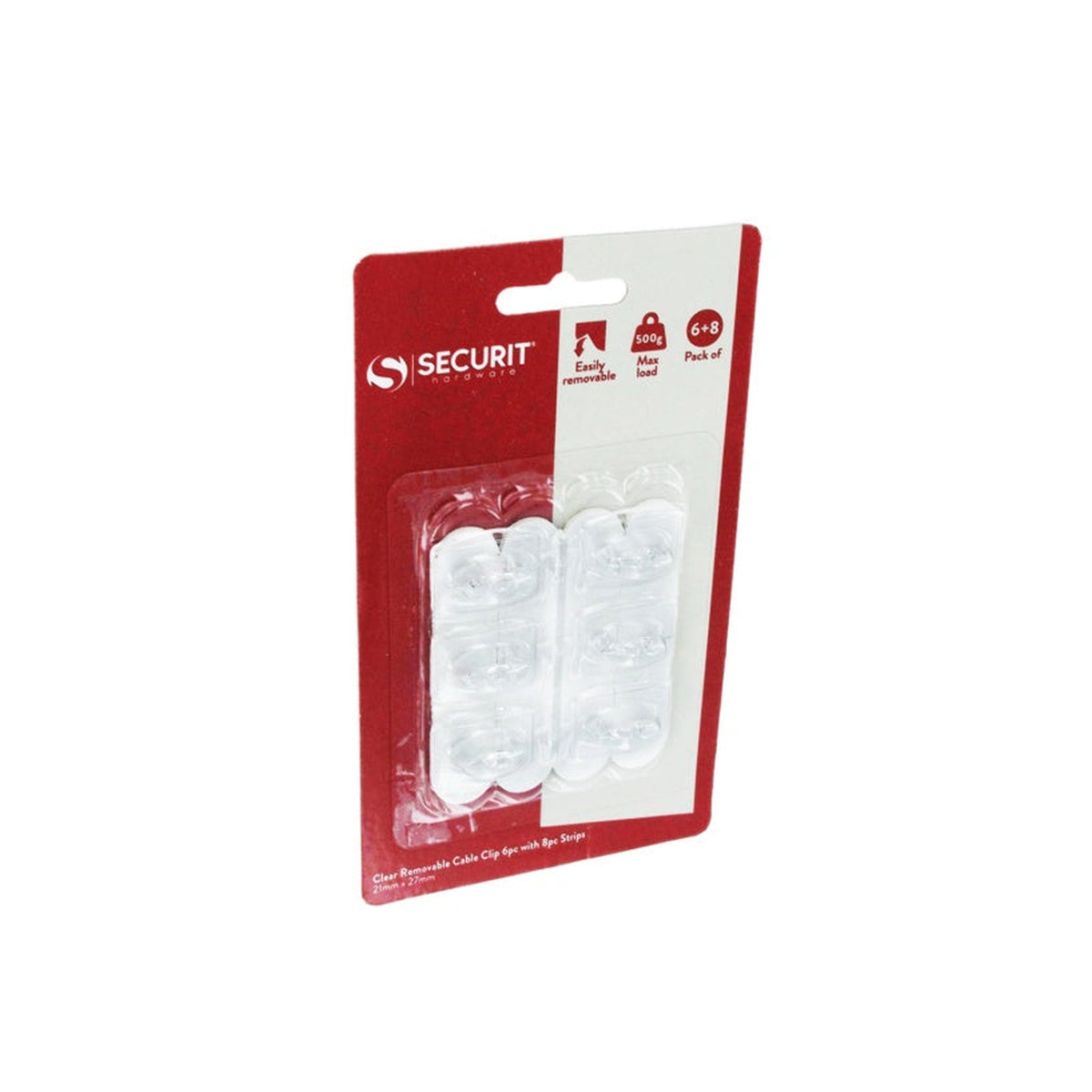 Pack of 6 Securit removable self adhesive cable clips
