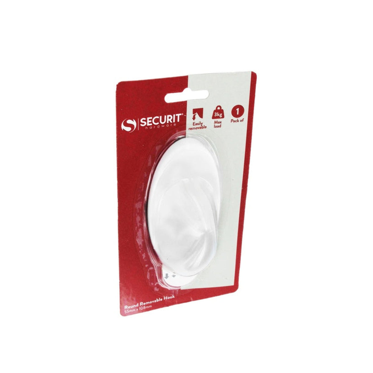 Securit white removable oval stick-on hook