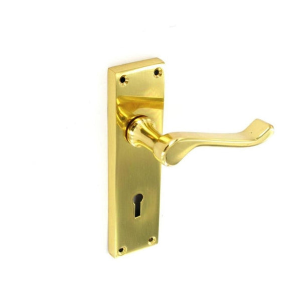 Securit 155mm scroll brass lock handles pair