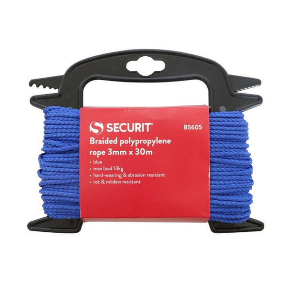 Securit 30m blue 3mm twisted polypropylene rope