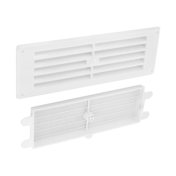 Securit white plastic 9 x 3 inch louvre vent with removable flyscreen