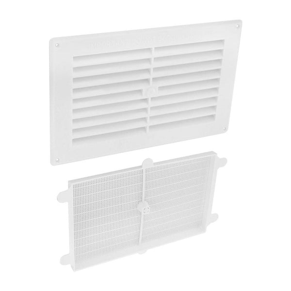 Securit white plastic louvre vent 9 x 6 inch with flyscreen