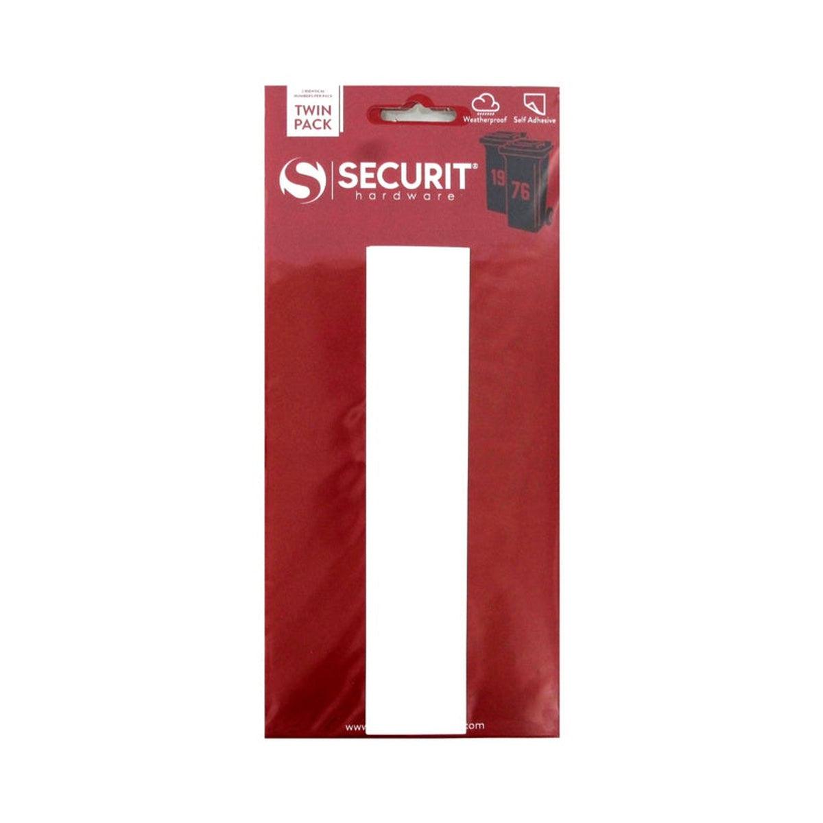 Securit white self adhesive wheelie bin number 1 pack of 2