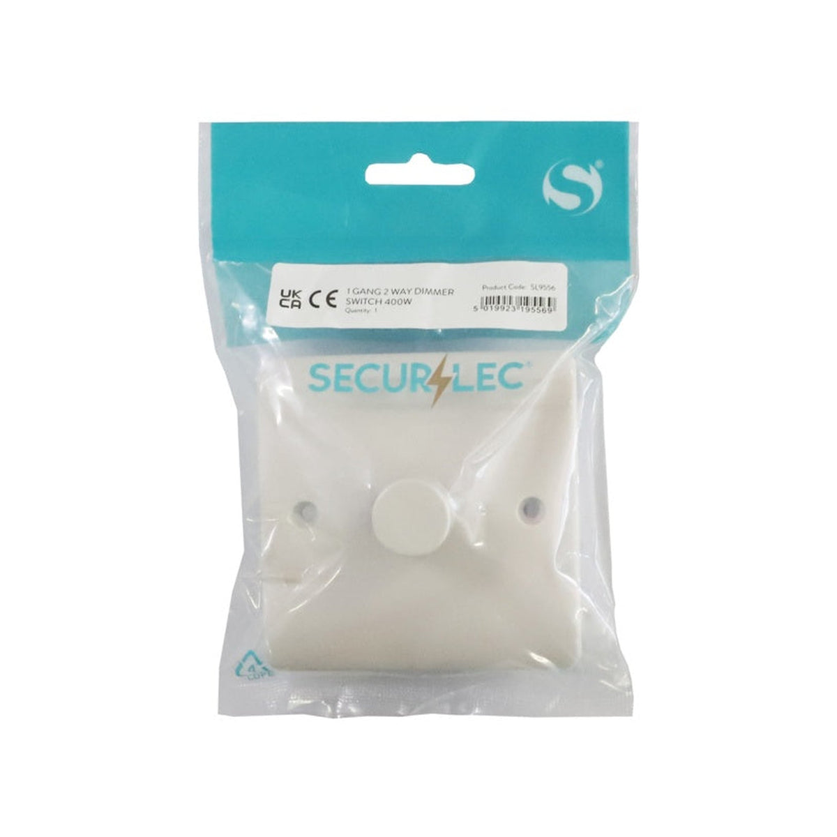 Securlec 1 gang 2 way round edge dimmer switch, view 2
