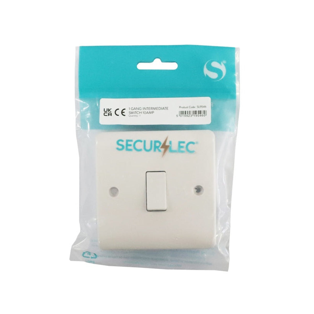 Securlec 1 gang intermediate switch round edge, view 2