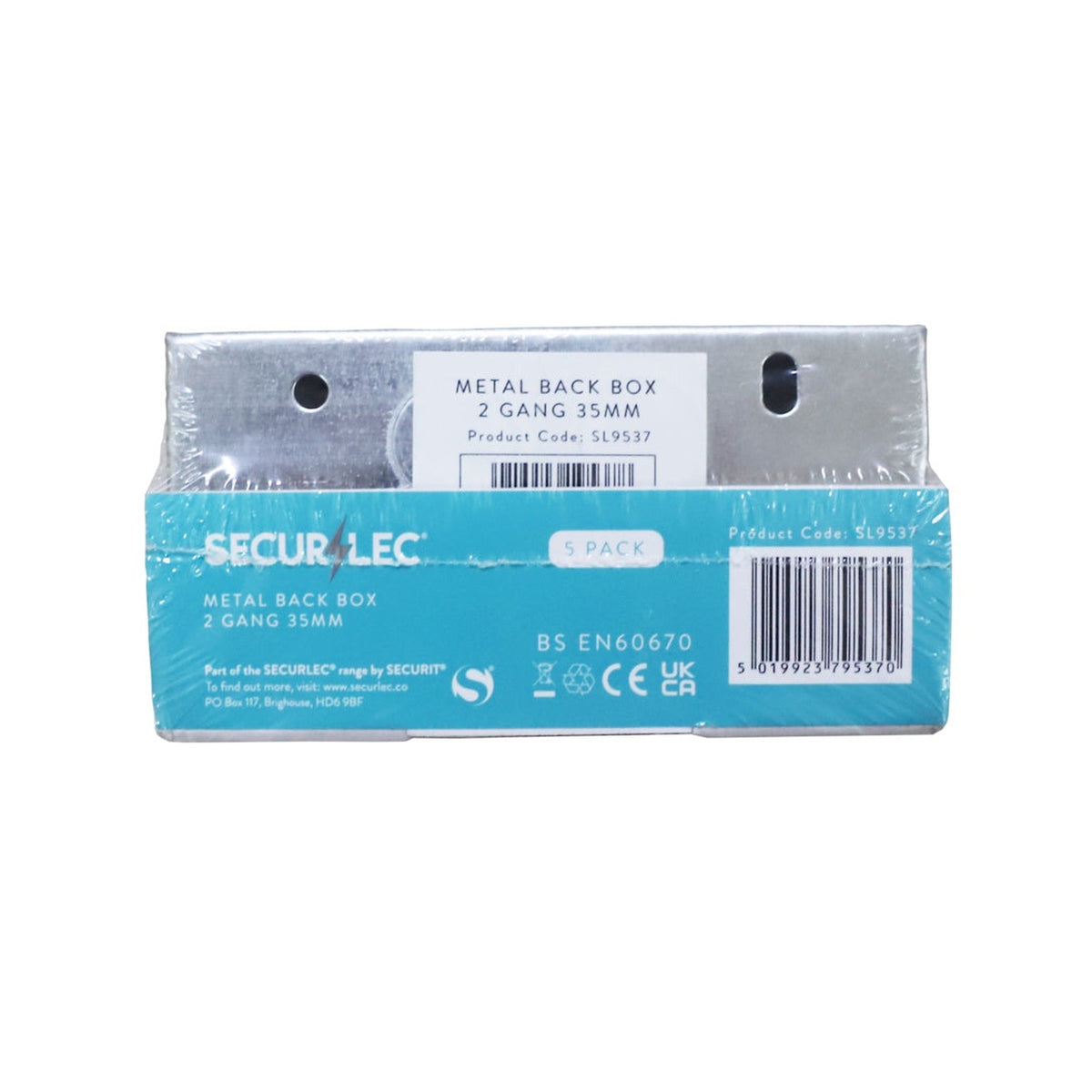 Securlec 2 gang 35mm galvanised steel metal back box, view 3