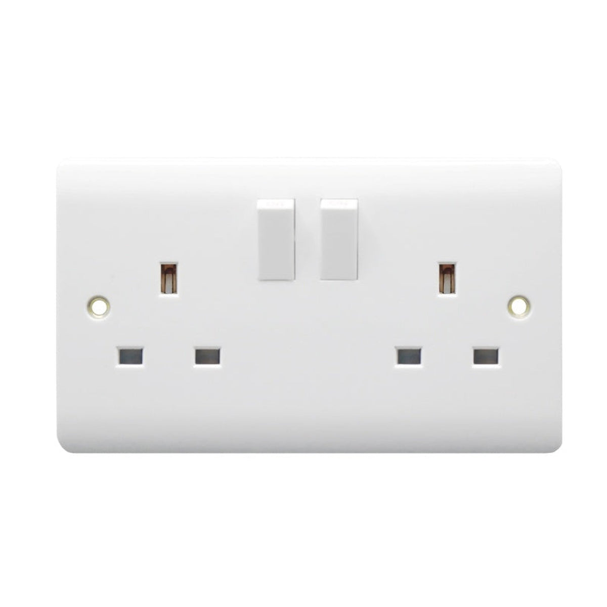 Securlec 2 gang double pole switched socket round edge