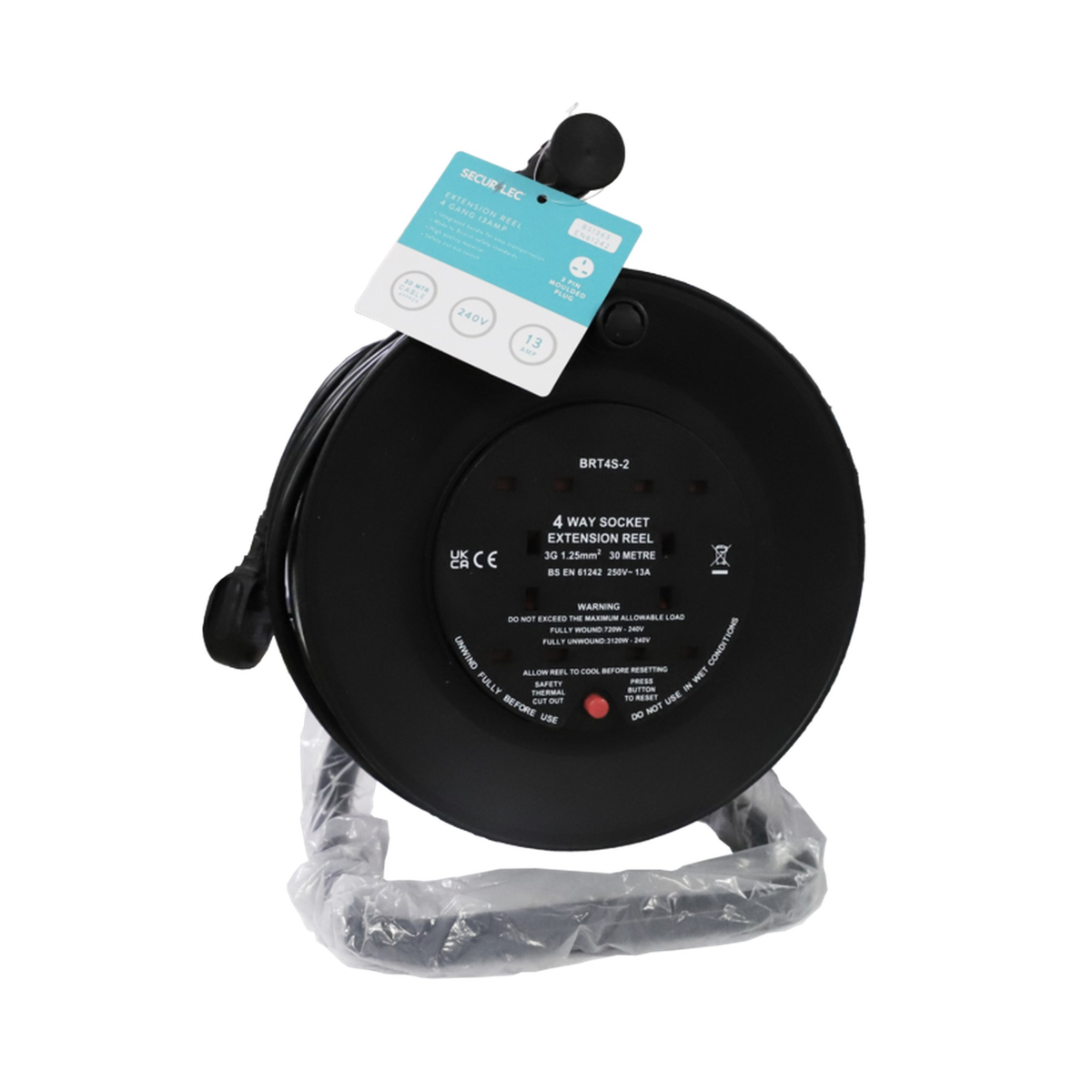 Securlec 2 gang 30m 13A extension reel