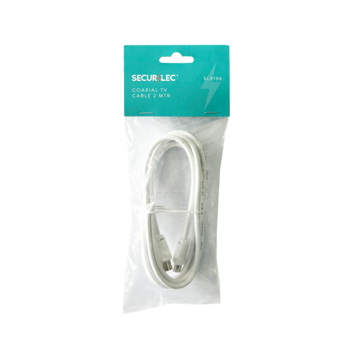 Securlec 2m white coax TV fly lead, view 2