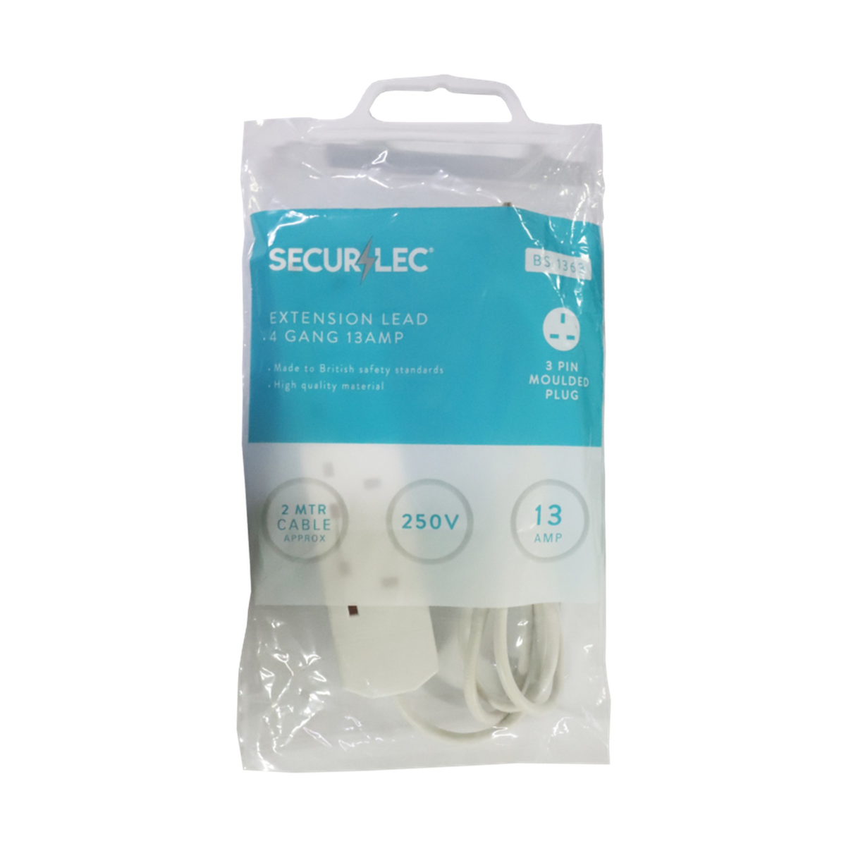 Securlec 4 gang 2m 13A extension lead