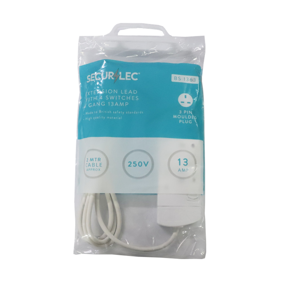 Securlec 4 gang 2m 13A extension lead