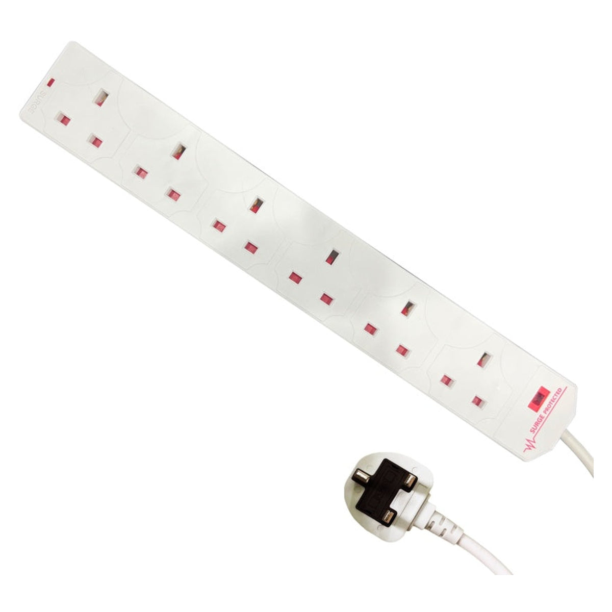 Securlec 6 gang 2m surge protected extension lead, view 2