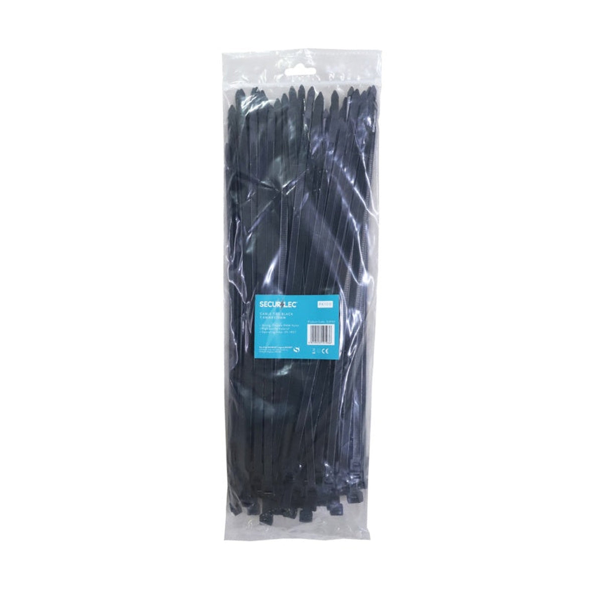 Securlec black cable ties 7.6mm x 370mm, pack of 100